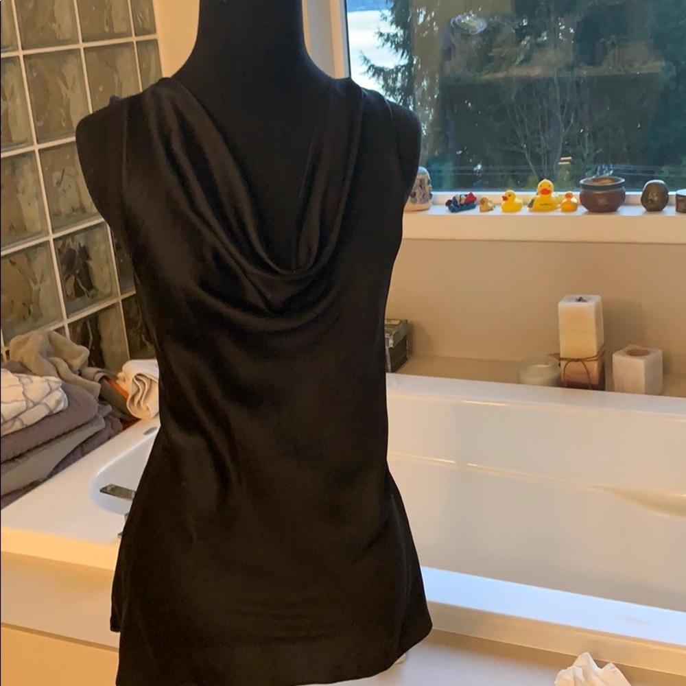Shiny silk blend drape top